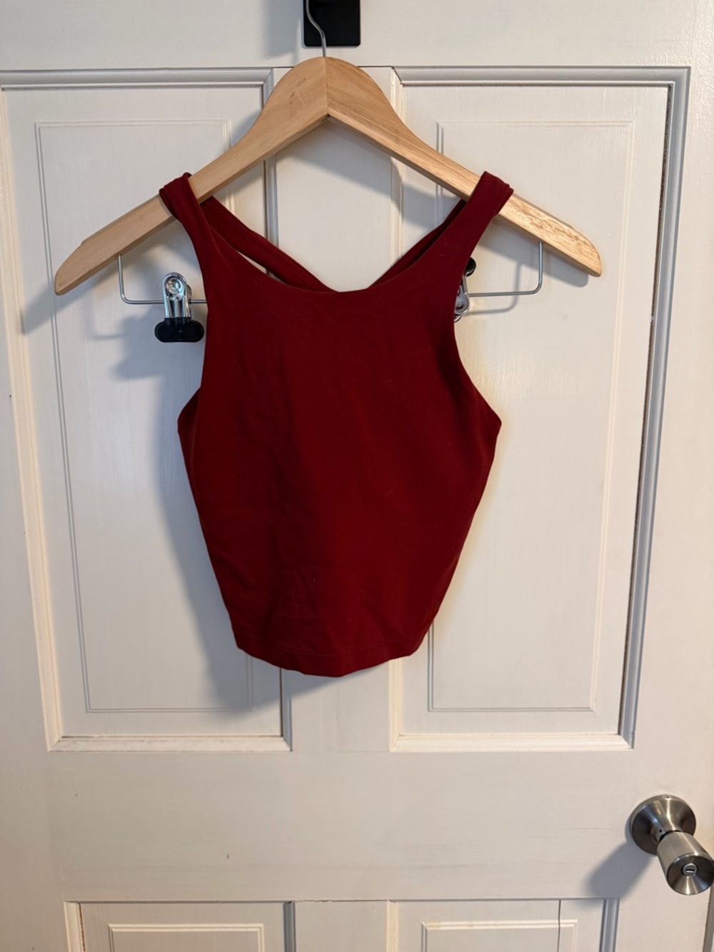 Athleta Purpose Crop Sports Bra A-C Cup Redwood Burgundy Pilates Yoga Gym - Picture 2 of 4